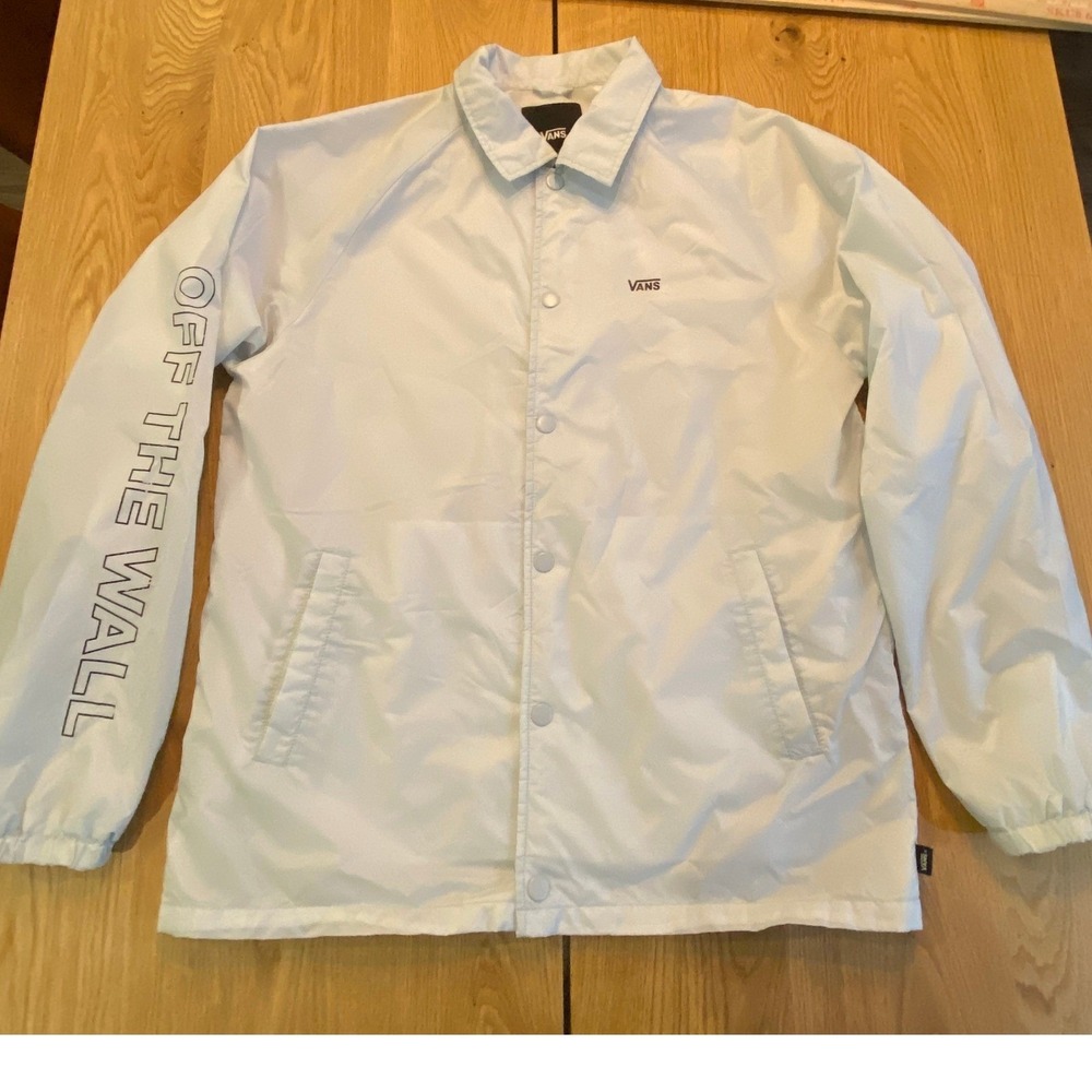 Vans Off The Wall‎ Windbreaker Jacket L Men's Light Blue Skate Wear Skateboard